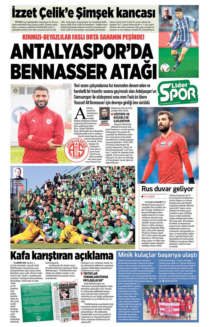 23 H A Z İ R A N 2025 L İ D E R G A Z E T E A N T A L Y A 8