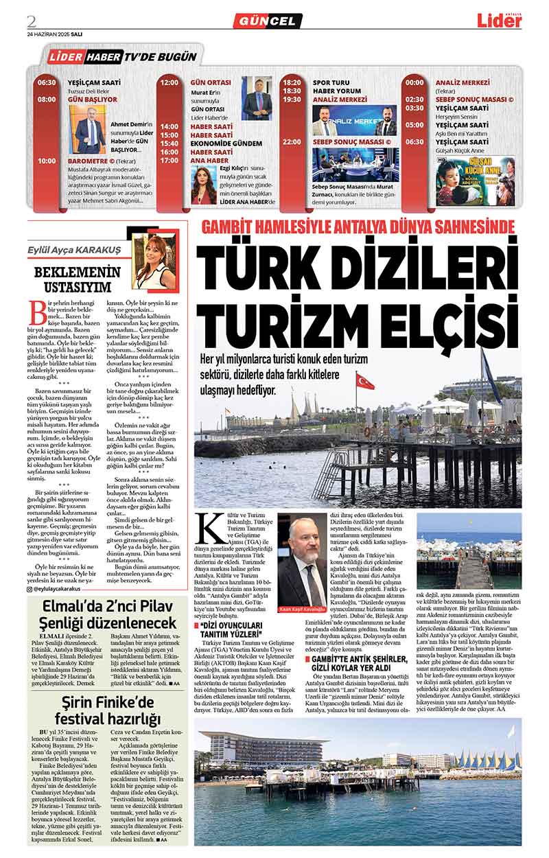 24 H A Z İ R A N 2025 L İ D E R G A Z E T E A N T A L Y A 2