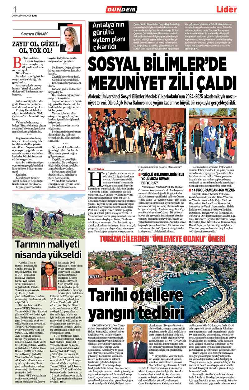 24 H A Z İ R A N 2025 L İ D E R G A Z E T E A N T A L Y A 4
