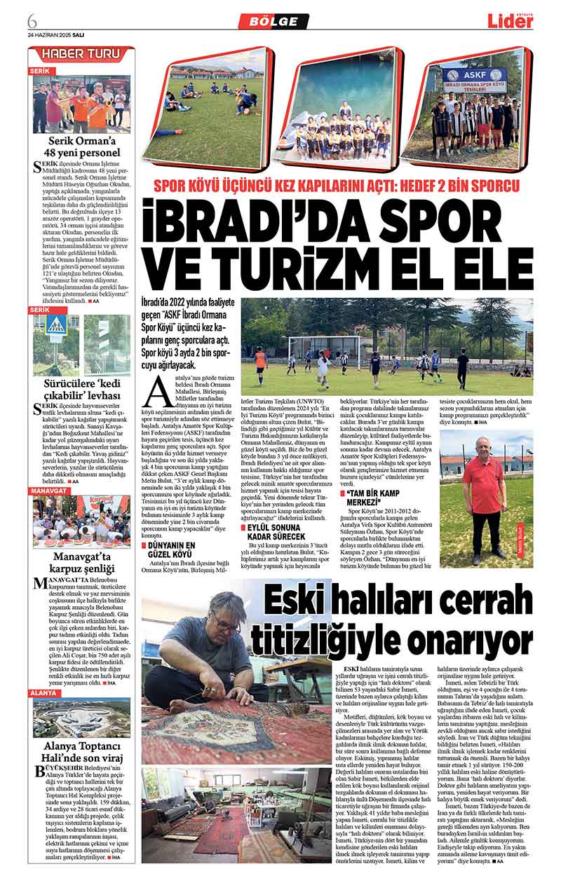 24 H A Z İ R A N 2025 L İ D E R G A Z E T E A N T A L Y A 6