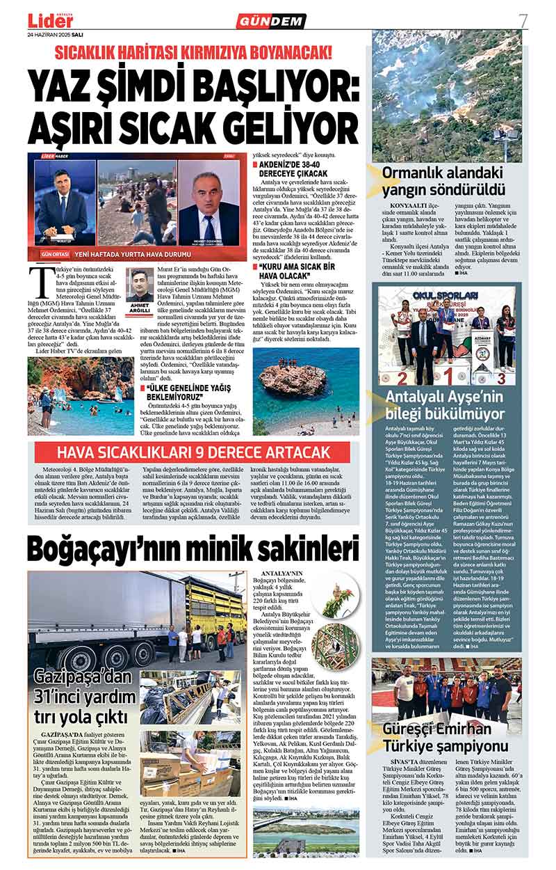 24 H A Z İ R A N 2025 L İ D E R G A Z E T E A N T A L Y A 7