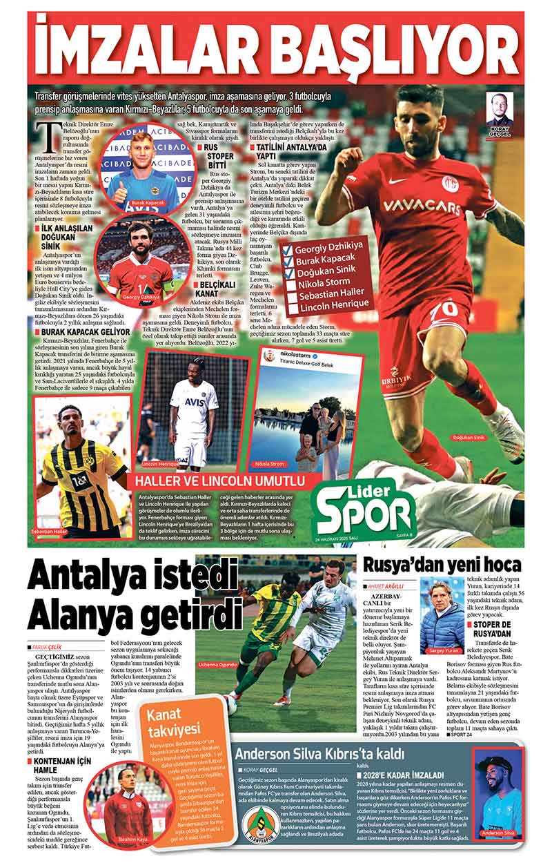 24 H A Z İ R A N 2025 L İ D E R G A Z E T E A N T A L Y A 8