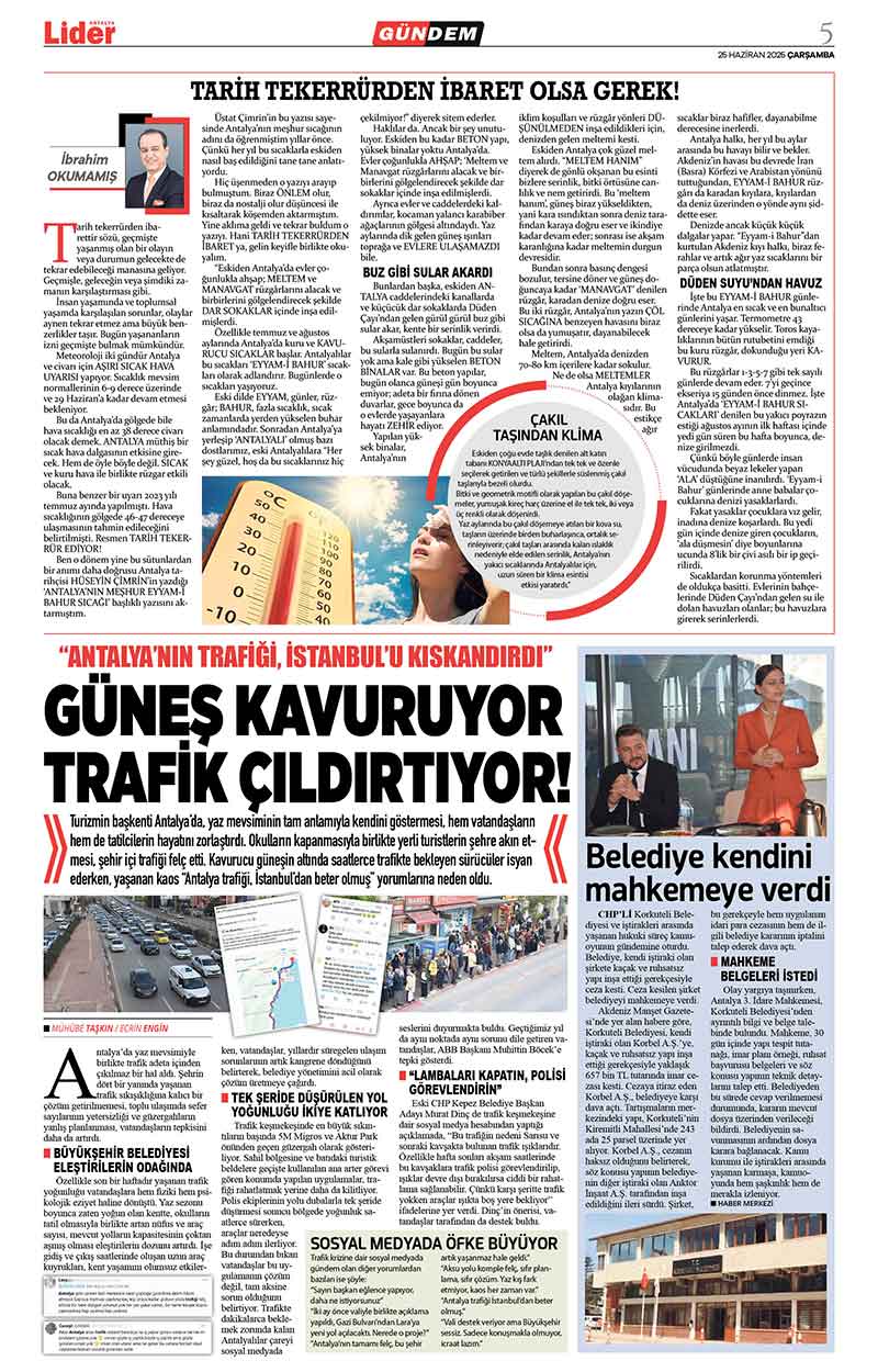 25 H A Z İ R A N 2025 L İ D E R G A Z E T E A N T A L Y A 5