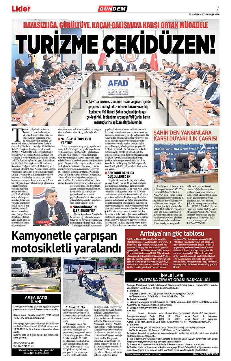 25 H A Z İ R A N 2025 L İ D E R G A Z E T E A N T A L Y A 7