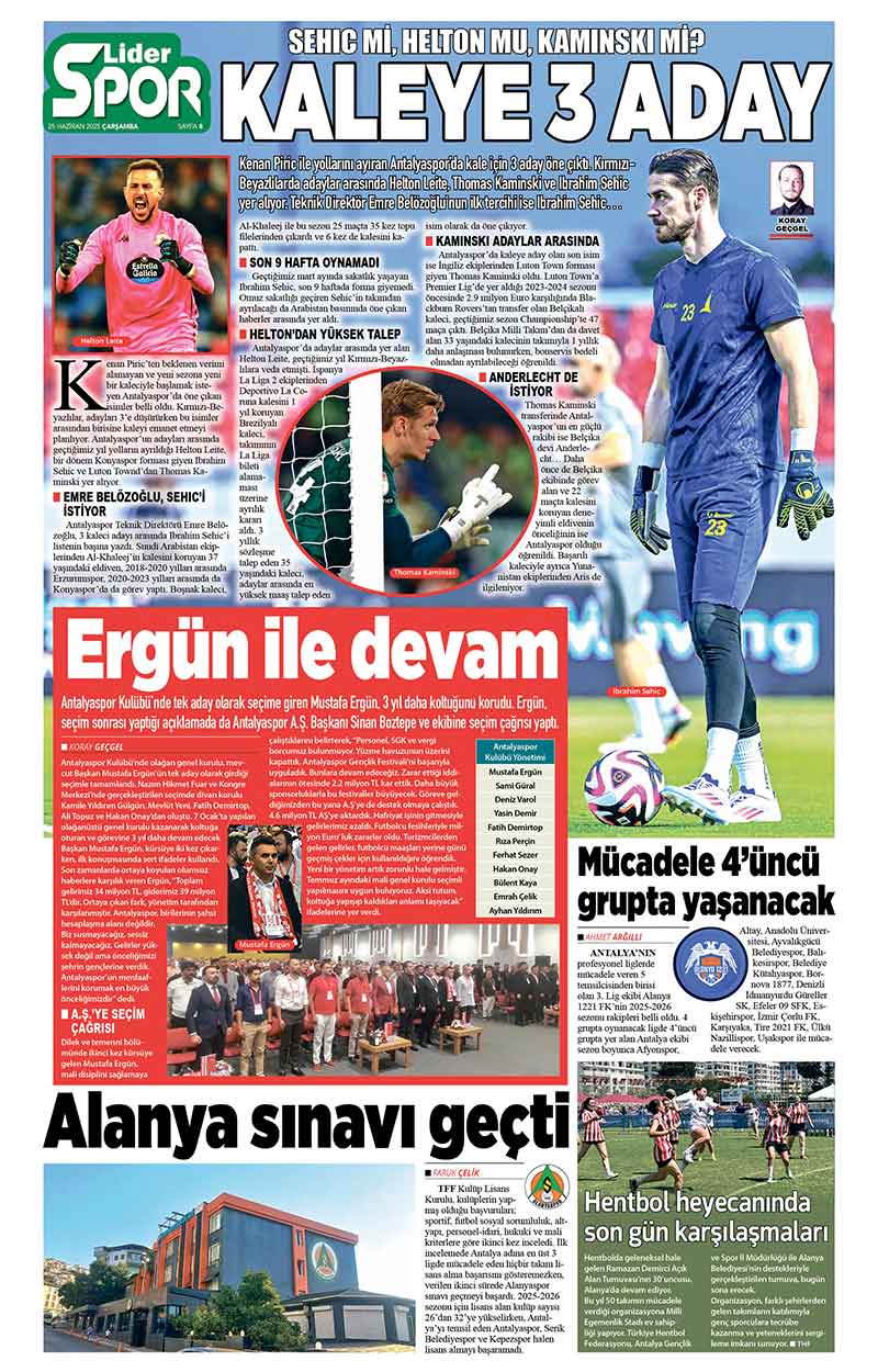 25 H A Z İ R A N 2025 L İ D E R G A Z E T E A N T A L Y A 8