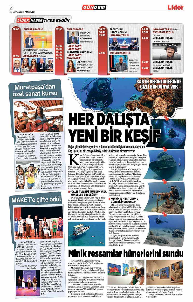 26 H A Z İ R A N 2025 L İ D E R G A Z E T E A N T A L Y A 2