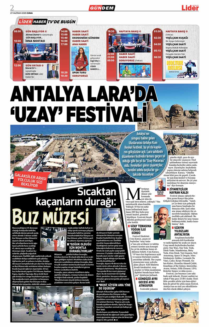 27 H A Z İ R A N 2025 L İ D E R G A Z E T E A N T A L Y A 2