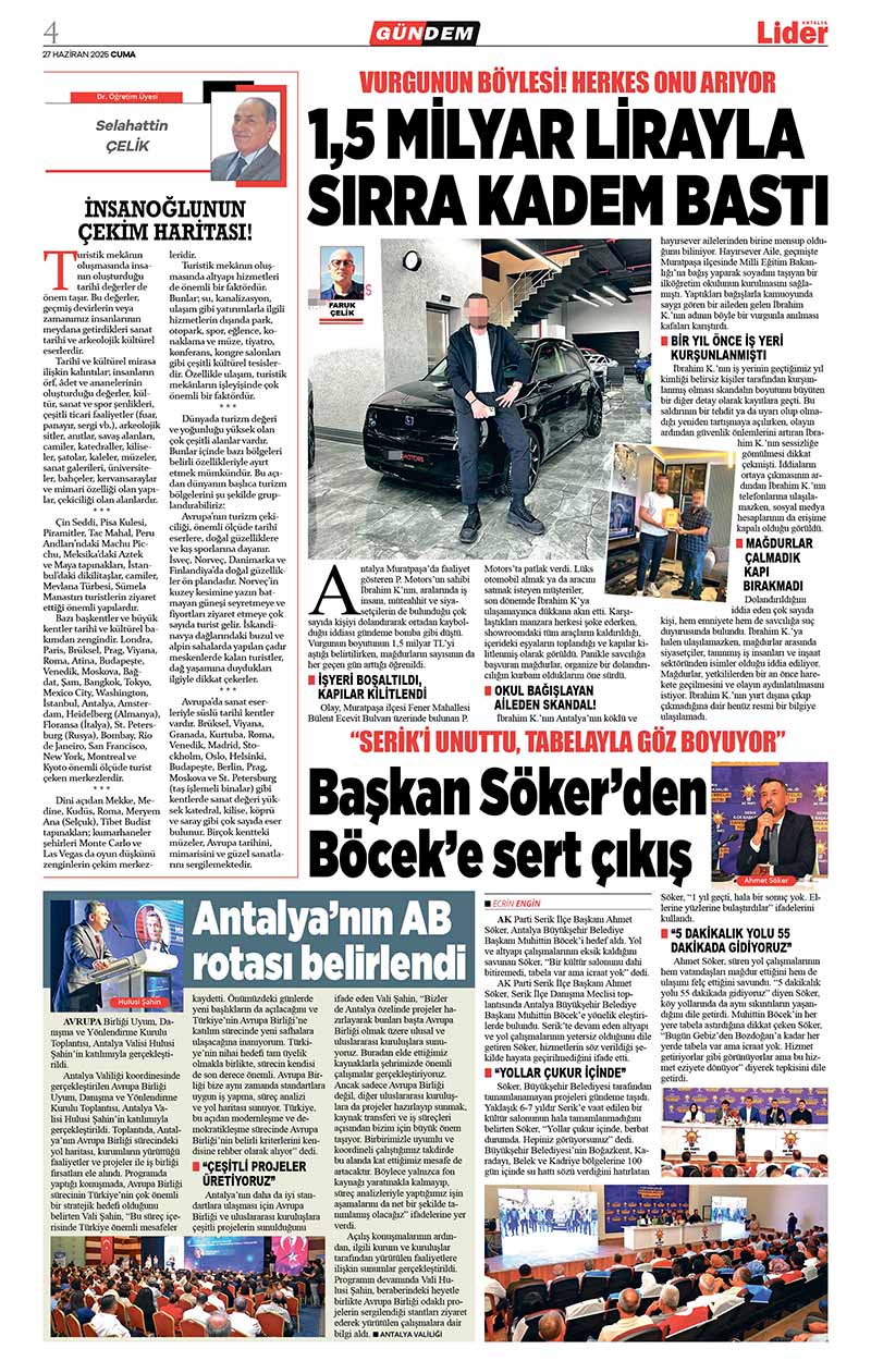 27 H A Z İ R A N 2025 L İ D E R G A Z E T E A N T A L Y A 4