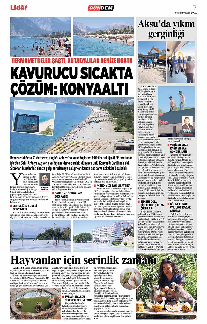 27 H A Z İ R A N 2025 L İ D E R G A Z E T E A N T A L Y A 7