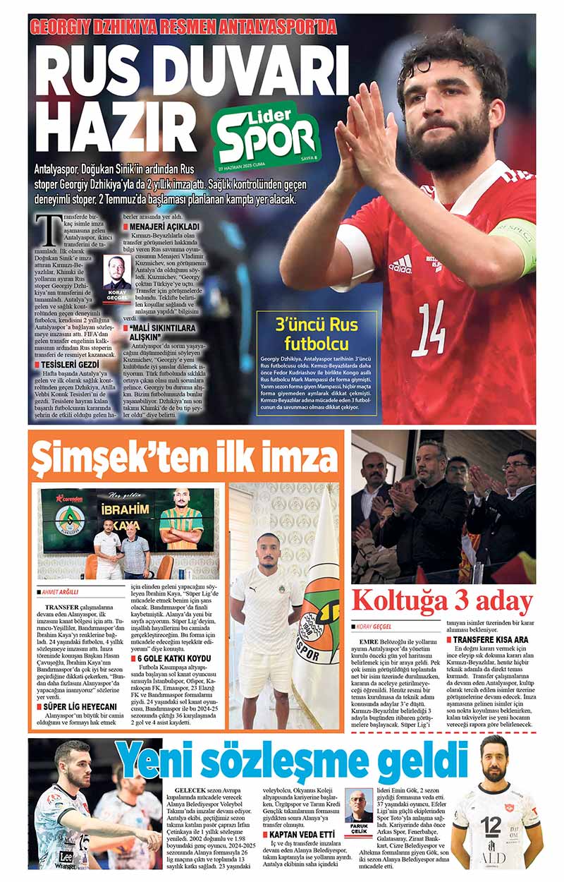 27 H A Z İ R A N 2025 L İ D E R G A Z E T E A N T A L Y A 8