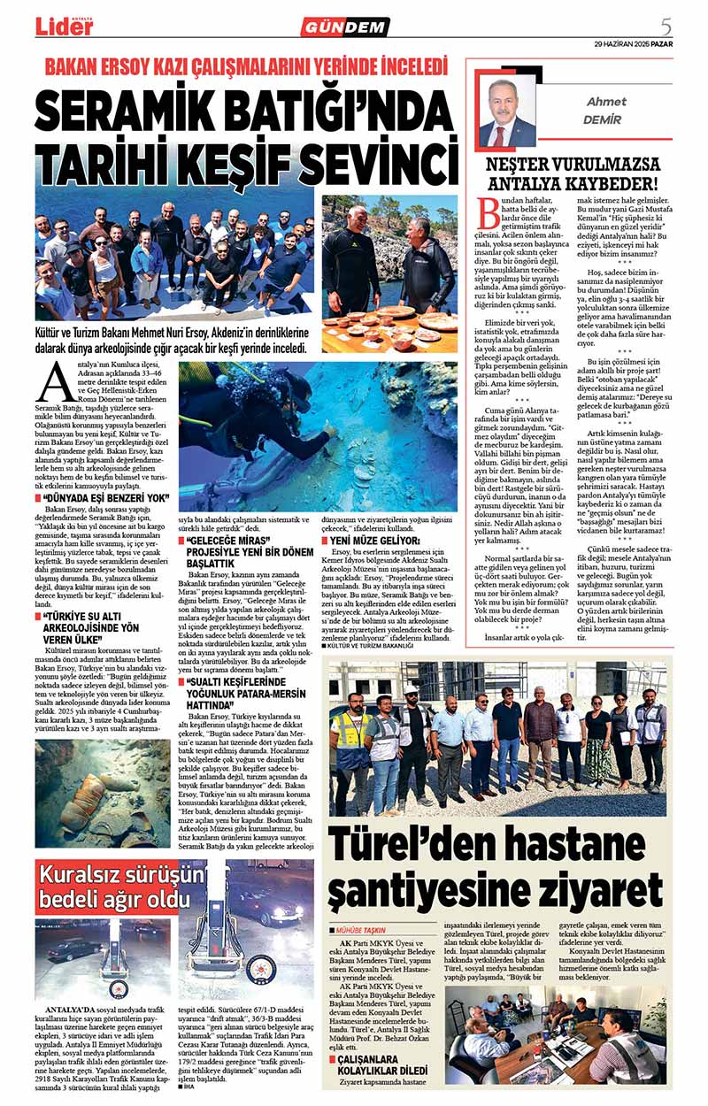 29 H A Z İ R A N 2025 L İ D E R G A Z E T E A N T A L Y A 5