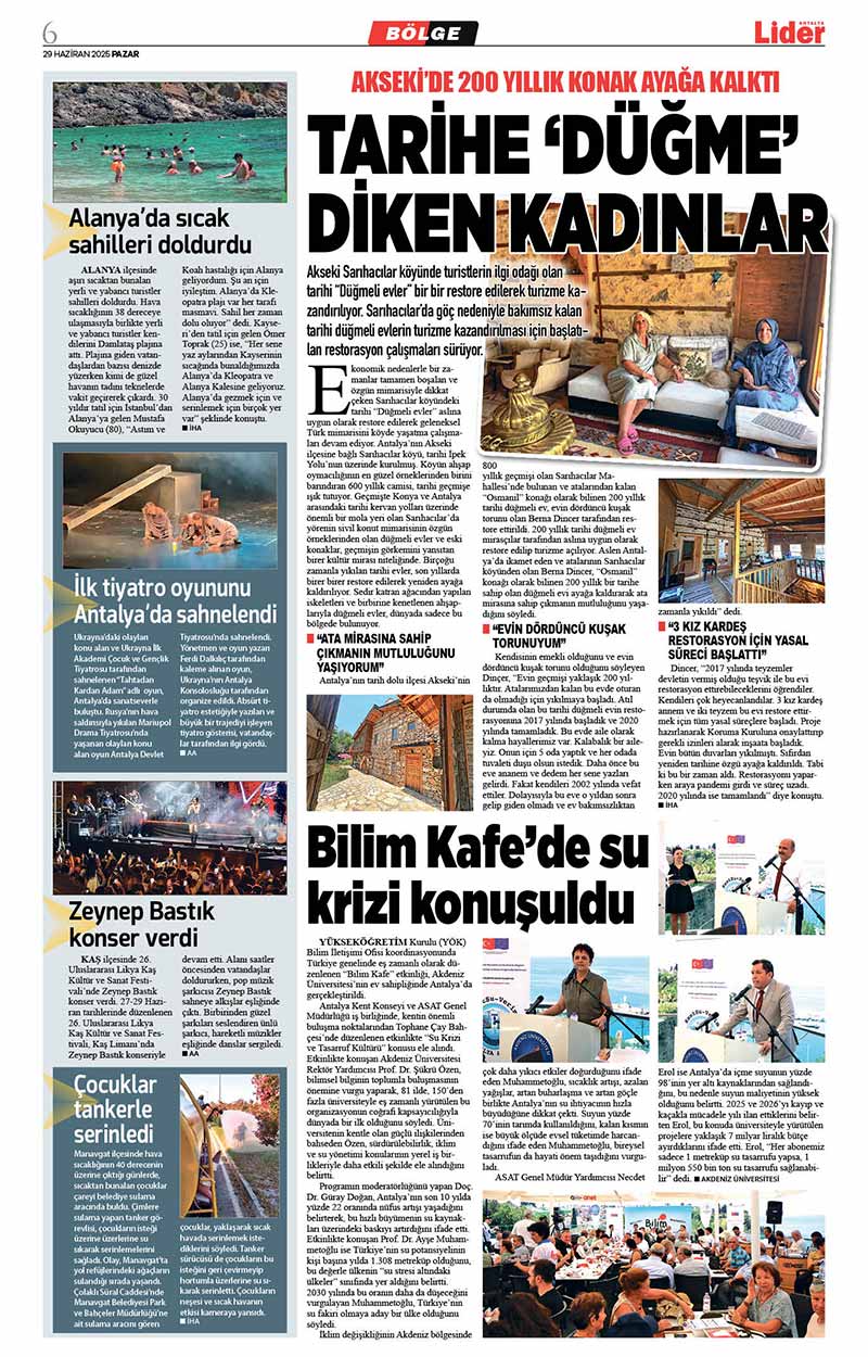 29 H A Z İ R A N 2025 L İ D E R G A Z E T E A N T A L Y A 6