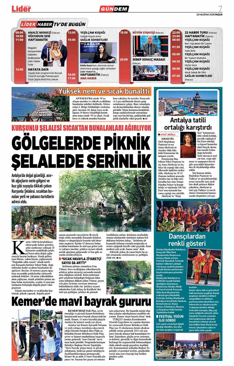 29 H A Z İ R A N 2025 L İ D E R G A Z E T E A N T A L Y A 7