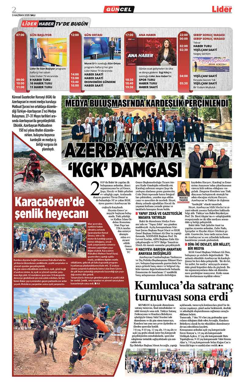 3 H A Z İ R A N 2025 L İ D E R G A Z E T E A N T A L Y A 2