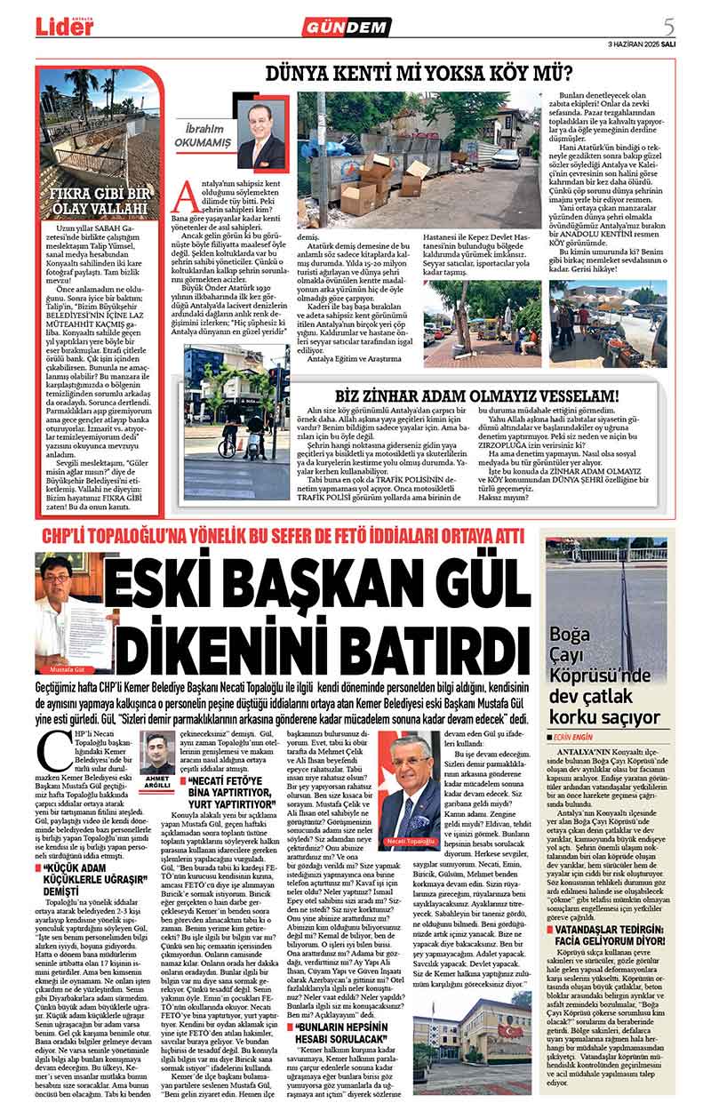 3 H A Z İ R A N 2025 L İ D E R G A Z E T E A N T A L Y A 5