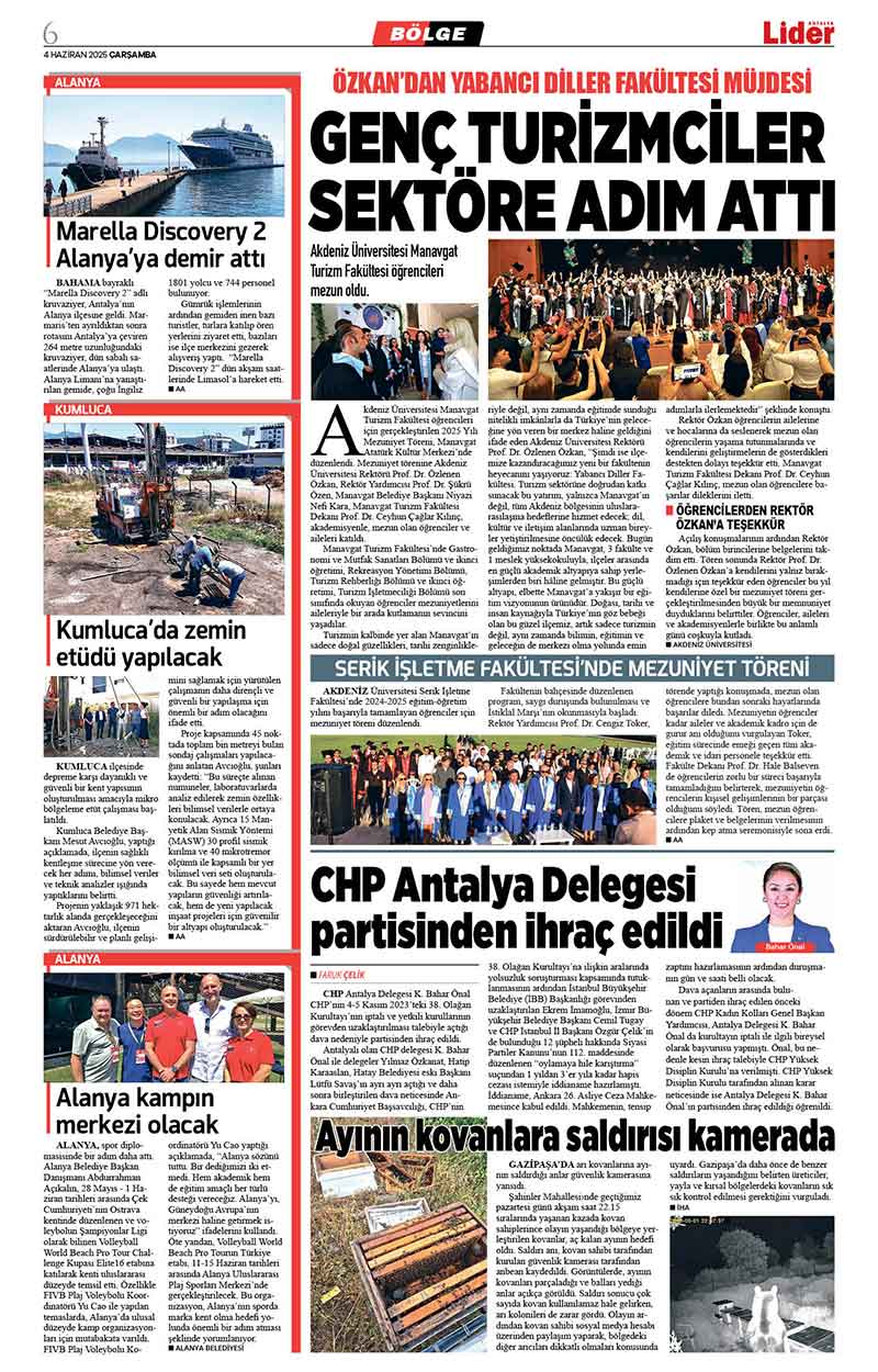 4 H A Z İ R A N 2025 L İ D E R G A Z E T E A N T A L Y A 6