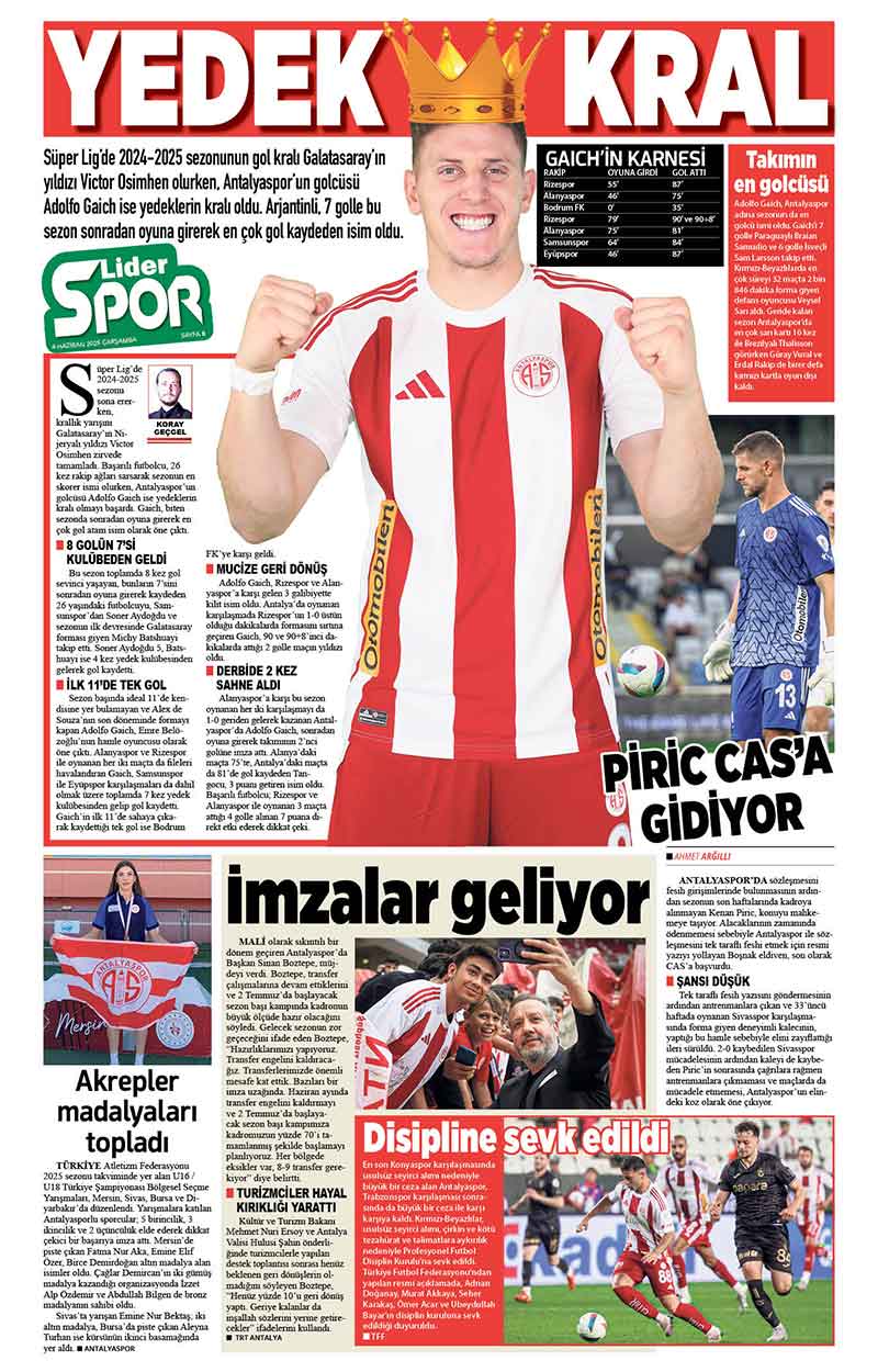 4 H A Z İ R A N 2025 L İ D E R G A Z E T E A N T A L Y A 8