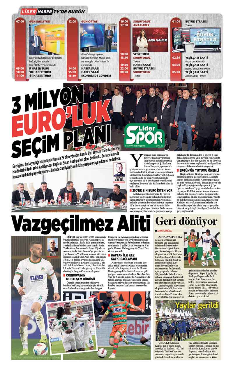 5 H A Z İ R A N 2025 L İ D E R G A Z E T E A N T A L Y A 11