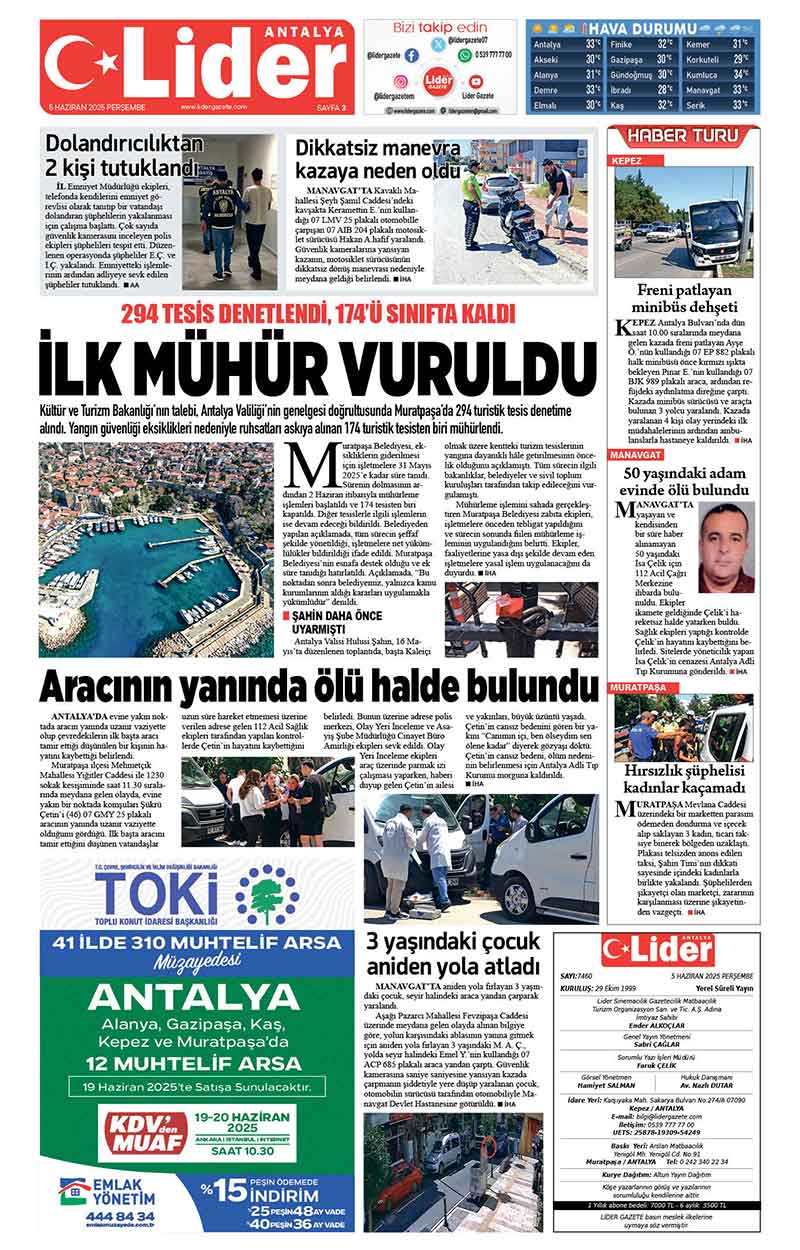 5 H A Z İ R A N 2025 L İ D E R G A Z E T E A N T A L Y A 3