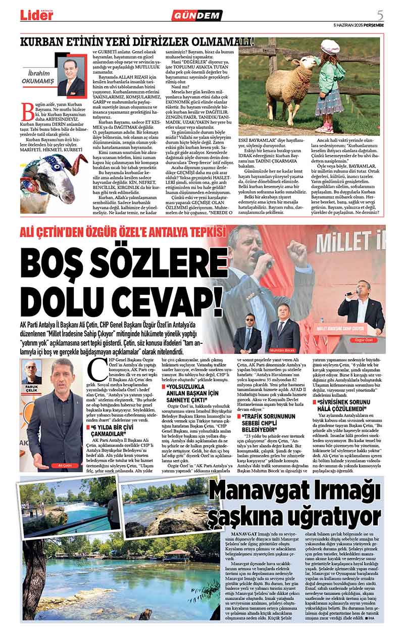 5 H A Z İ R A N 2025 L İ D E R G A Z E T E A N T A L Y A 5