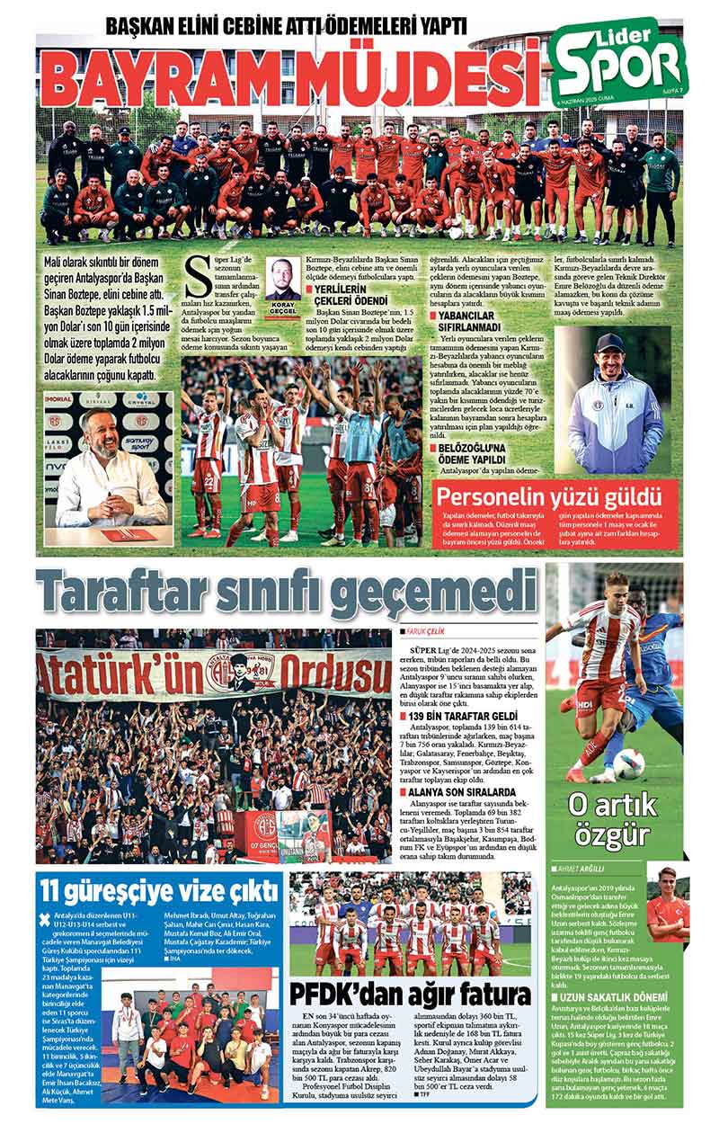 6 H A Z İ R A N 2025 L İ D E R G A Z E T E A N T A L Y A 7