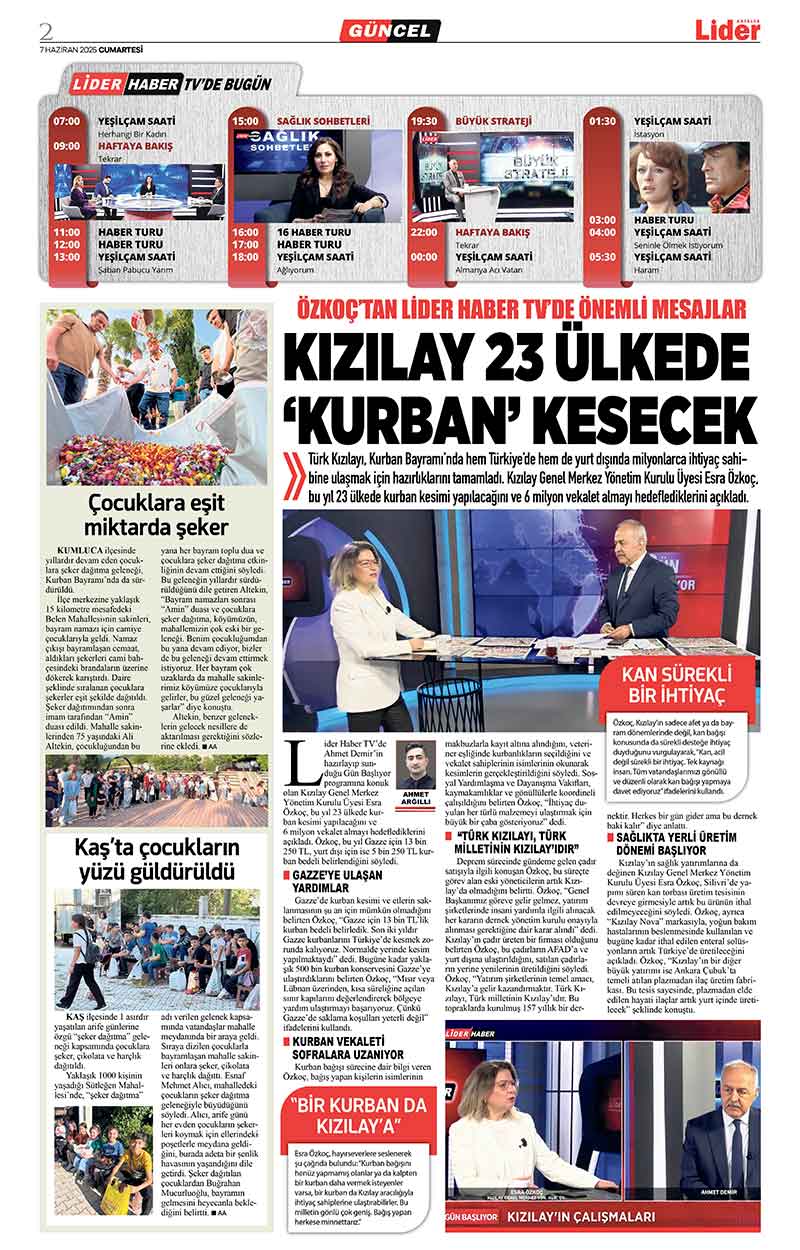 7 H A Z İ R A N 2025 L İ D E R G A Z E T E A N T A L Y A 2
