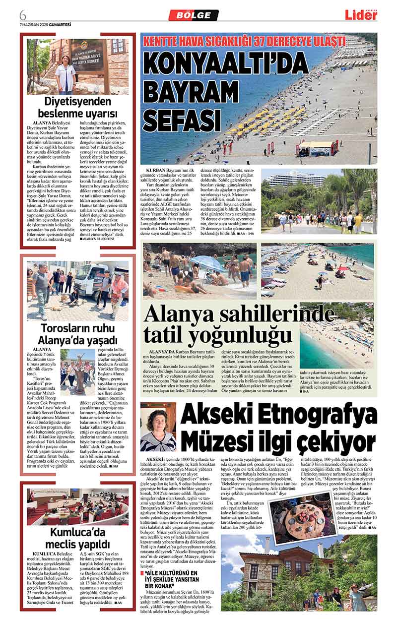 7 H A Z İ R A N 2025 L İ D E R G A Z E T E A N T A L Y A 6