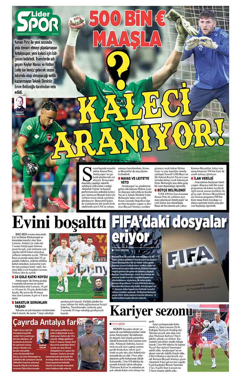 7 H A Z İ R A N 2025 L İ D E R G A Z E T E A N T A L Y A 7