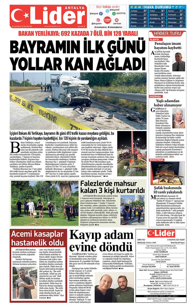 8 H A Z İ R A N 2025 L İ D E R G A Z E T E A N T A L Y A 3