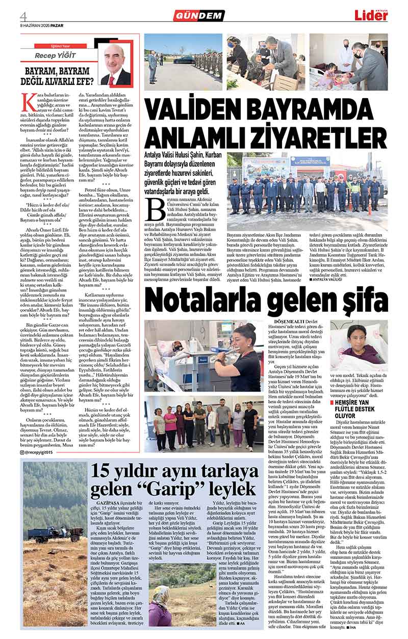 8 H A Z İ R A N 2025 L İ D E R G A Z E T E A N T A L Y A 4