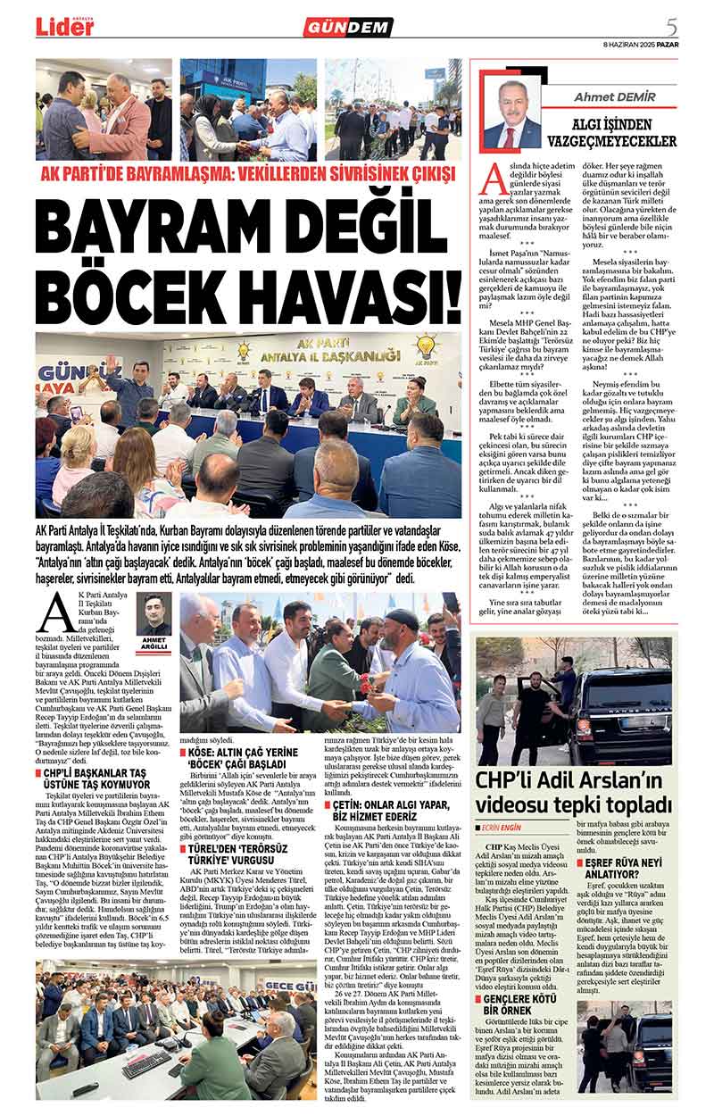 8 H A Z İ R A N 2025 L İ D E R G A Z E T E A N T A L Y A 5