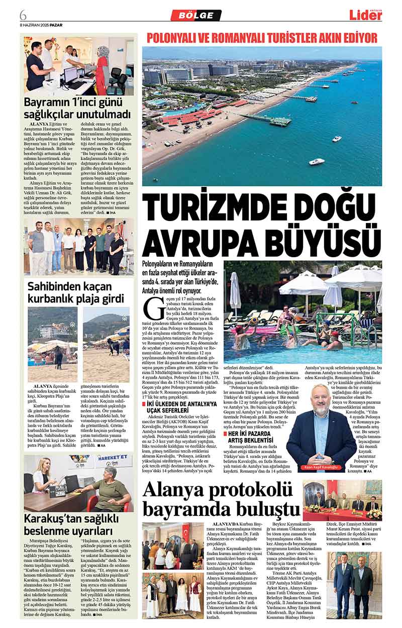 8 H A Z İ R A N 2025 L İ D E R G A Z E T E A N T A L Y A 6