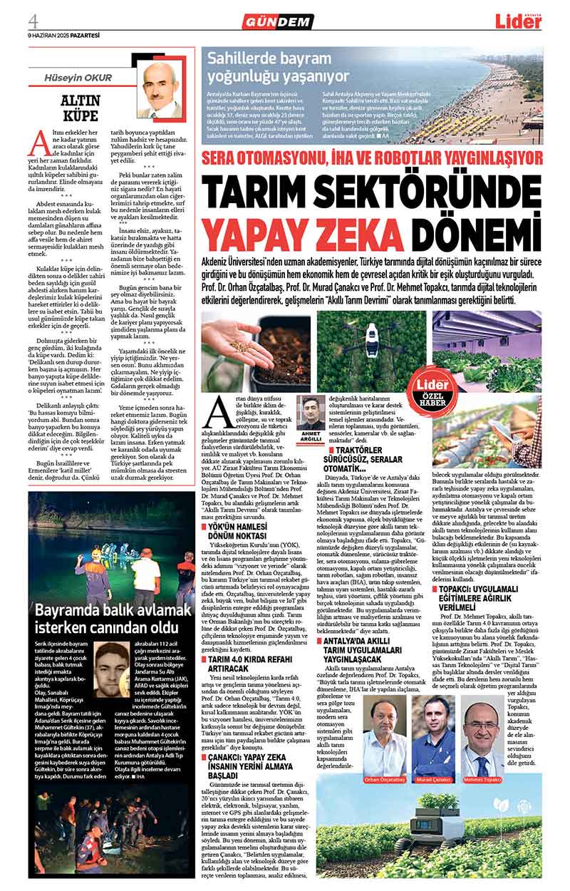 9 H A Z İ R A N 2025 L İ D E R G A Z E T E A N T A L Y A 4