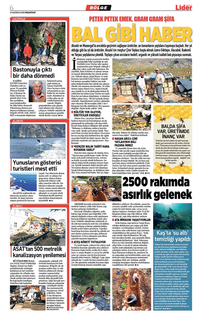 9 H A Z İ R A N 2025 L İ D E R G A Z E T E A N T A L Y A 6