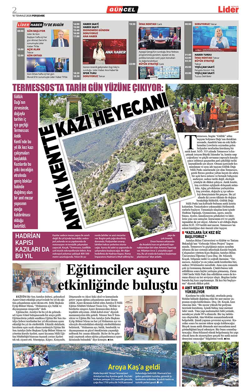 10 T E M M U Z 2025 L İ D E R G A Z E T E A N T A L Y A 2