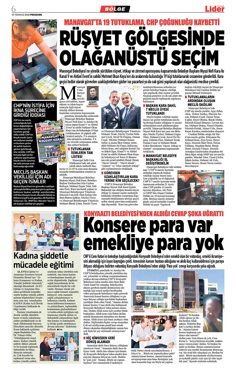 10 T E M M U Z 2025 L İ D E R G A Z E T E A N T A L Y A 6