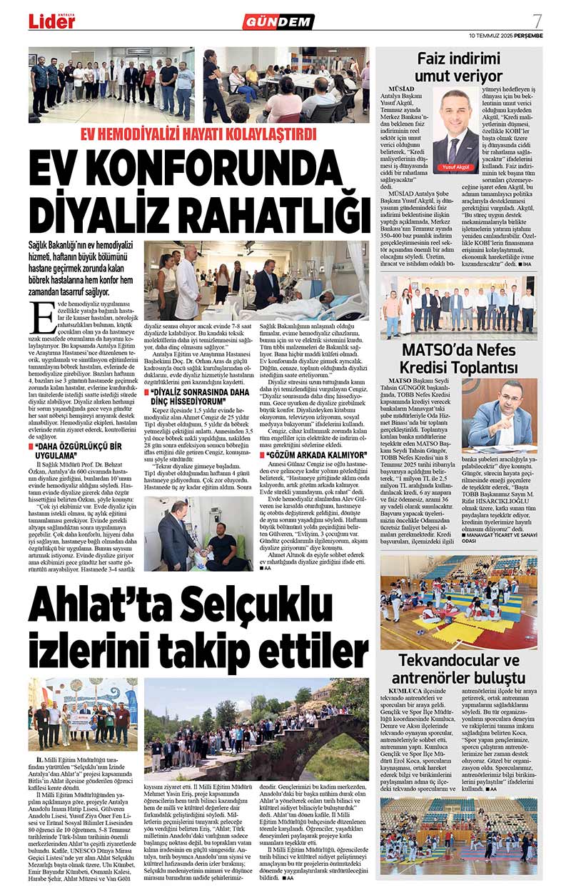 10 T E M M U Z 2025 L İ D E R G A Z E T E A N T A L Y A 7
