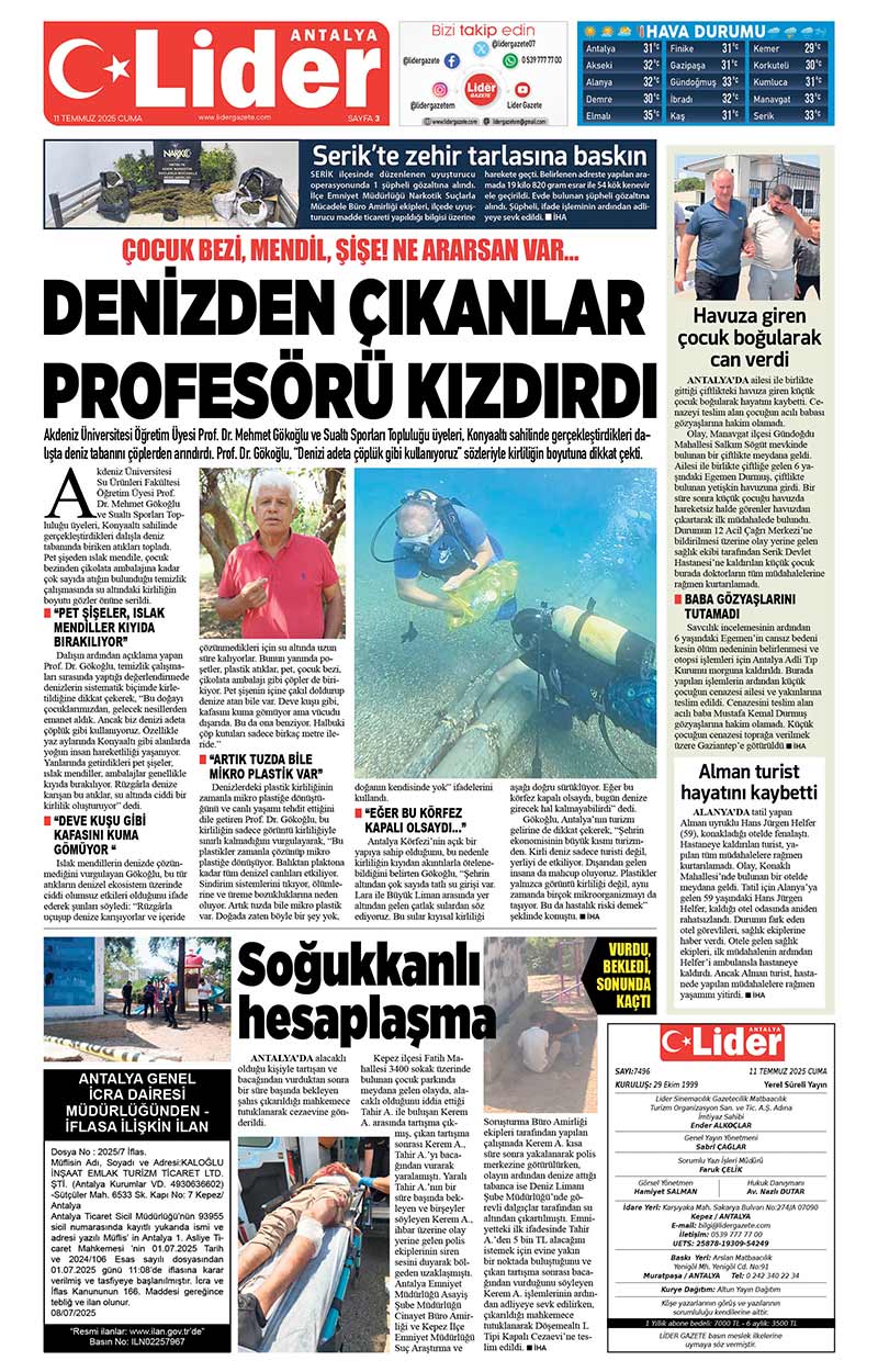 11 T E M M U Z 2025 L İ D E R G A Z E T E A N T A L Y A 3