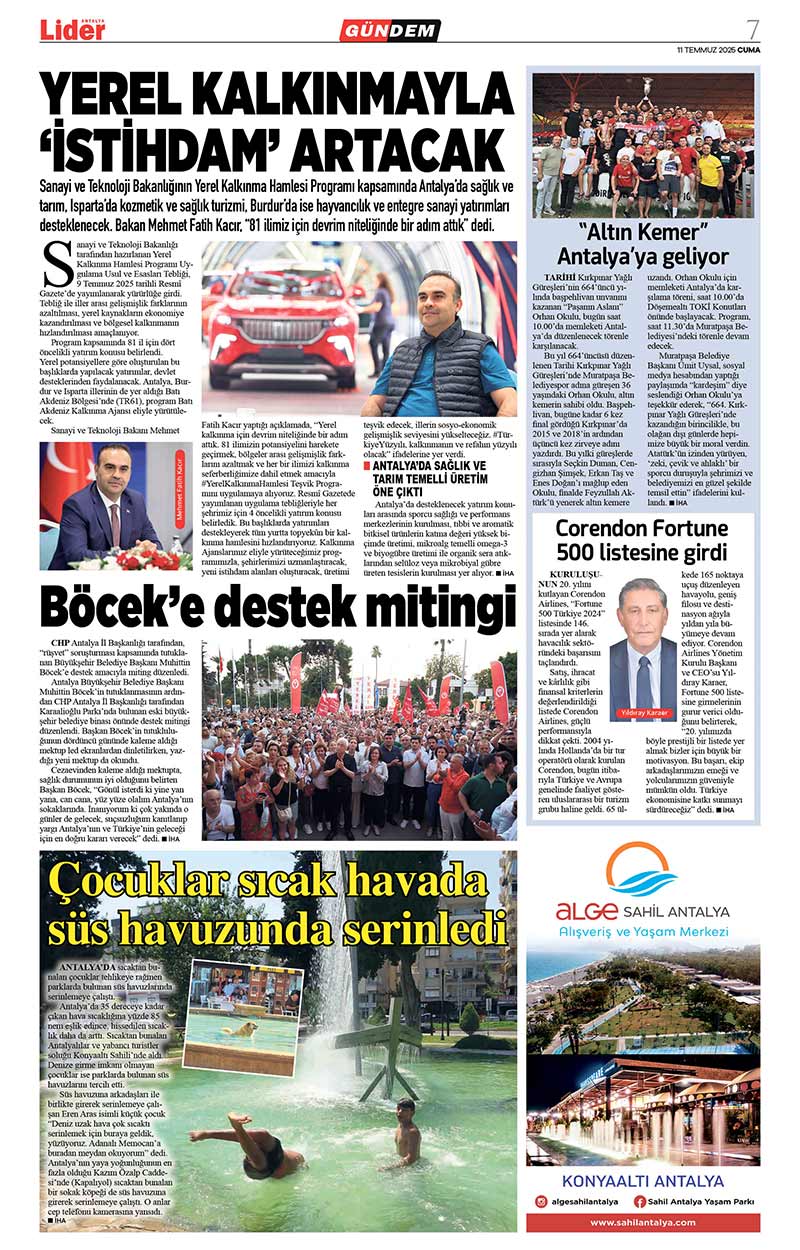 11 T E M M U Z 2025 L İ D E R G A Z E T E A N T A L Y A 7