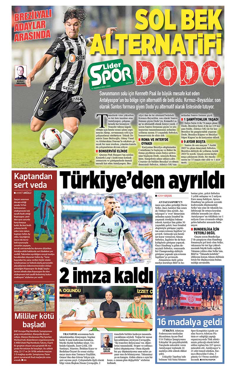 11 T E M M U Z 2025 L İ D E R G A Z E T E A N T A L Y A 8