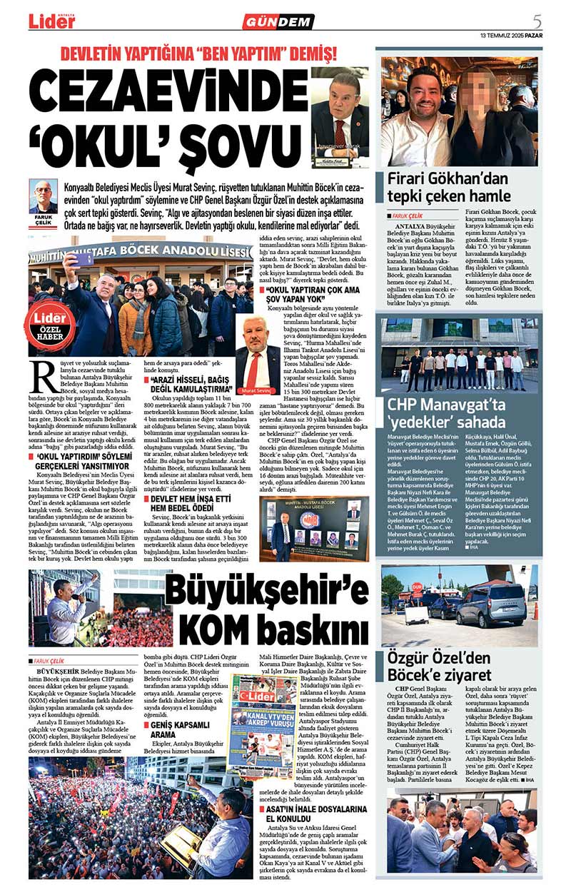 13 T E M M U Z 2025 L İ D E R G A Z E T E A N T A L Y A 5