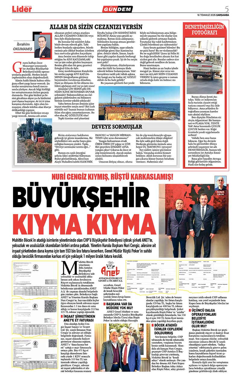 16 T E M M U Z 2025 L İ D E R G A Z E T E A N T A L Y A 5