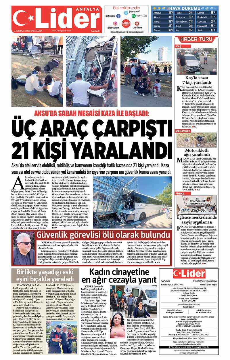 2 T E M M U Z 2025 L İ D E R G A Z E T E A N T A L Y A 3