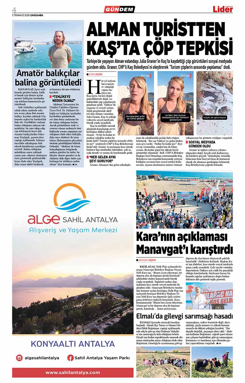 2 T E M M U Z 2025 L İ D E R G A Z E T E A N T A L Y A 4