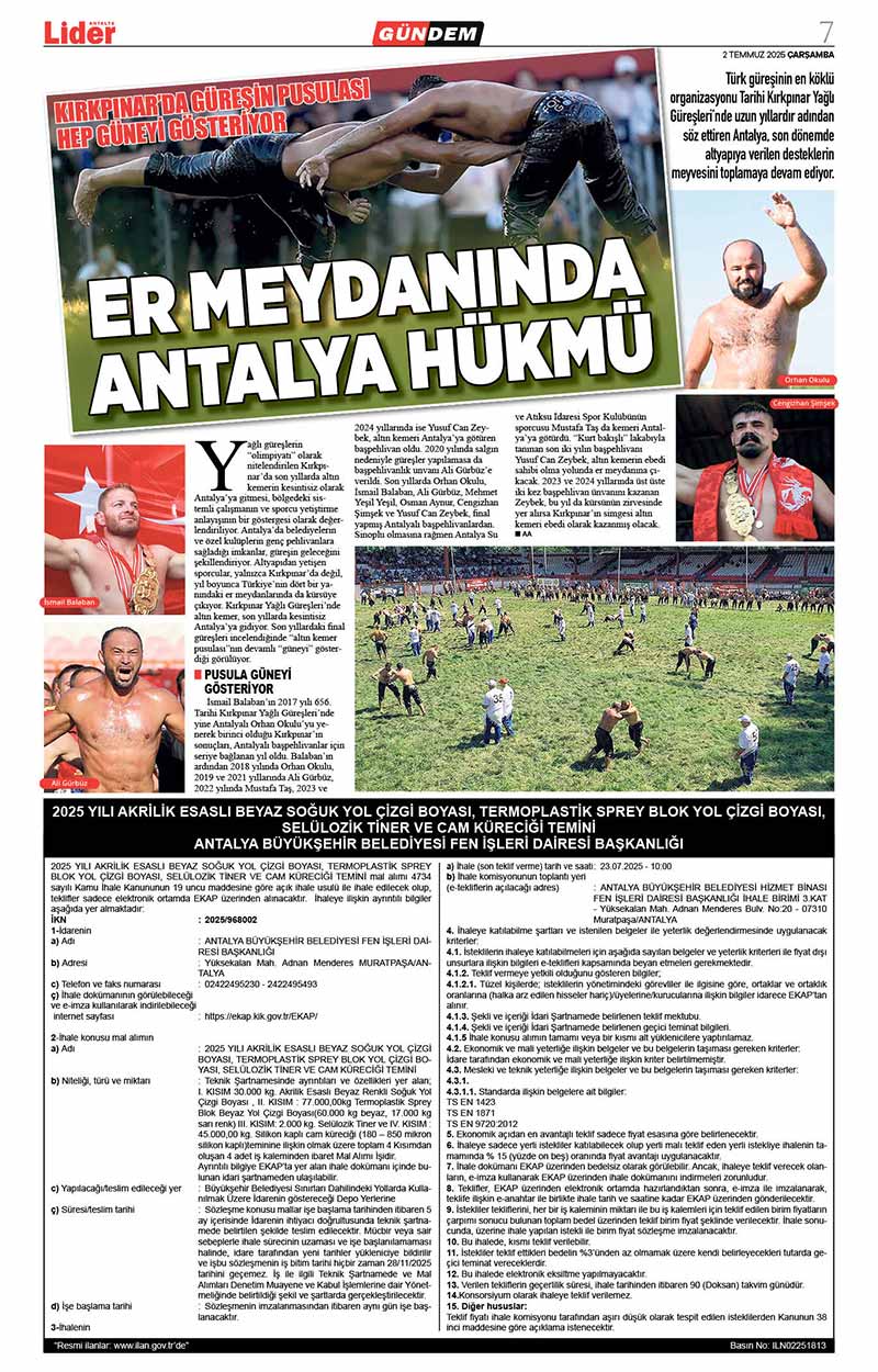 2 T E M M U Z 2025 L İ D E R G A Z E T E A N T A L Y A 7