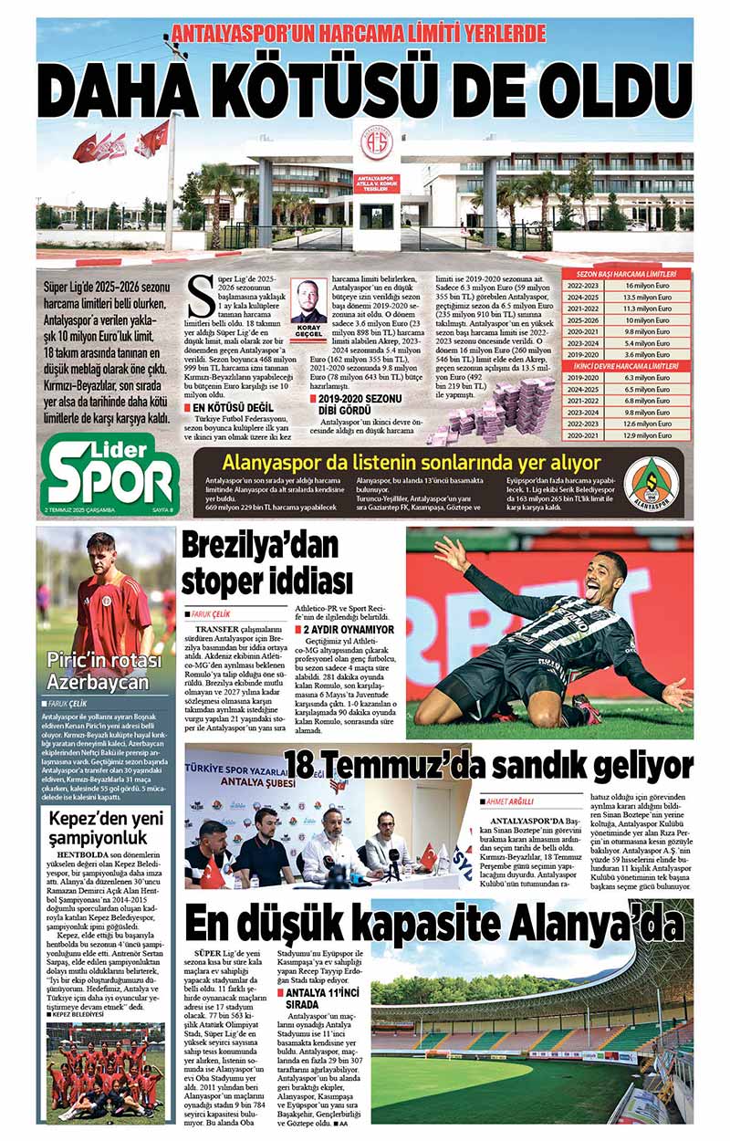 2 T E M M U Z 2025 L İ D E R G A Z E T E A N T A L Y A 8