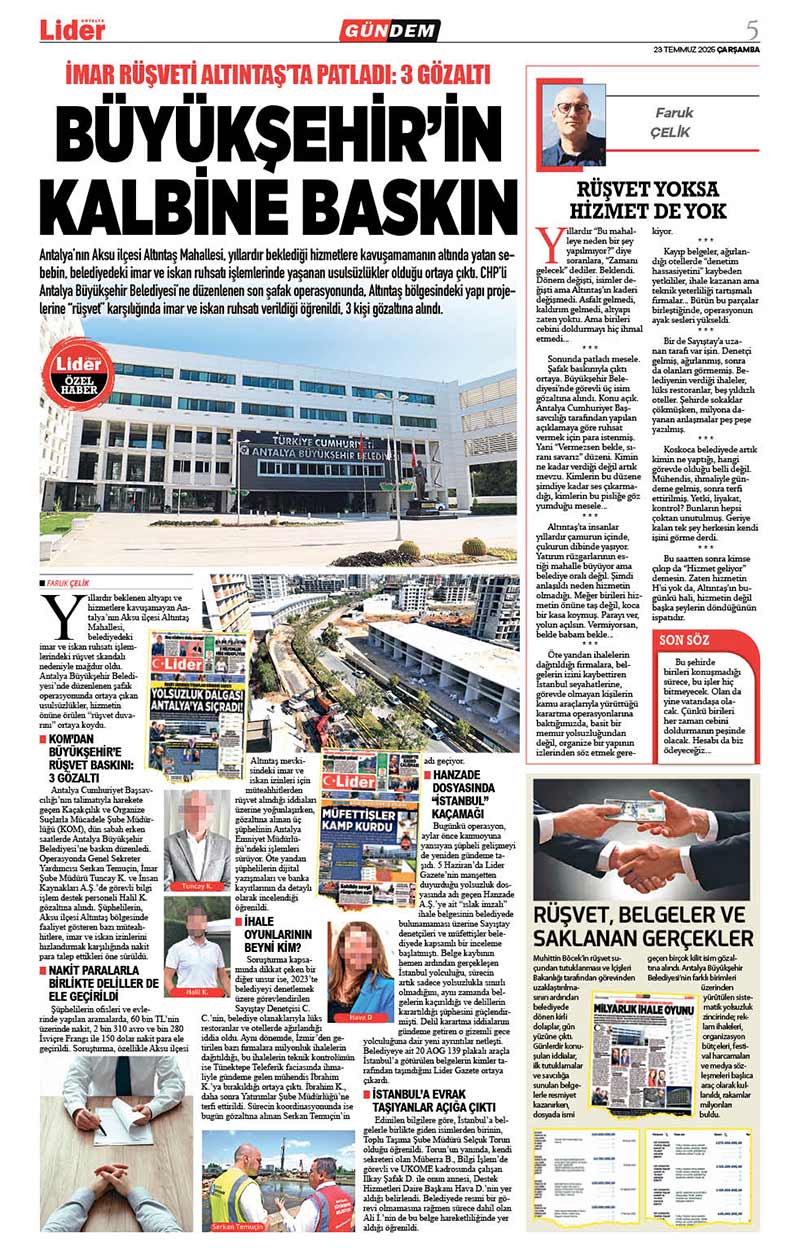 23 T E M M U Z 2025 L İ D E R G A Z E T E A N T A L Y A 5