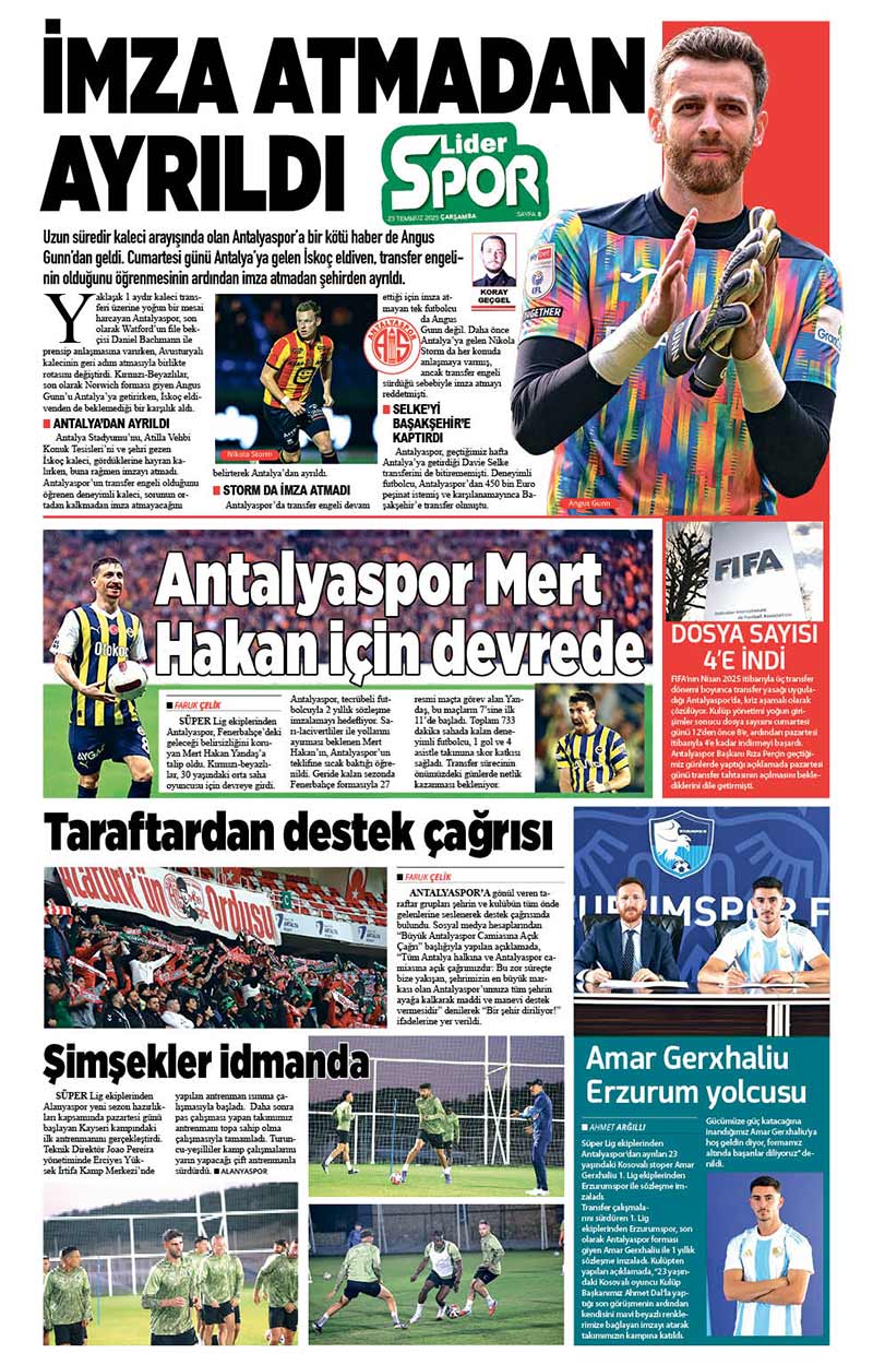 23 T E M M U Z 2025 L İ D E R G A Z E T E A N T A L Y A 8
