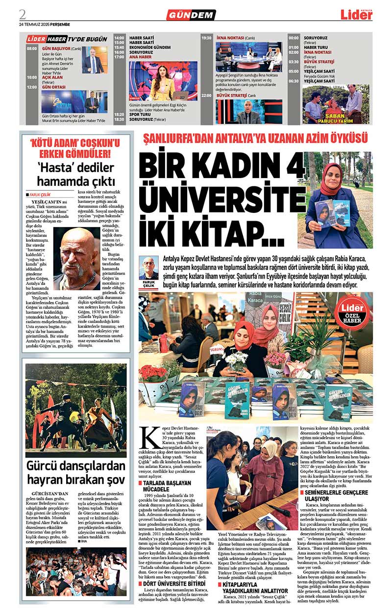 24 T E M M U Z 2025 L İ D E R G A Z E T E A N T A L Y A 2