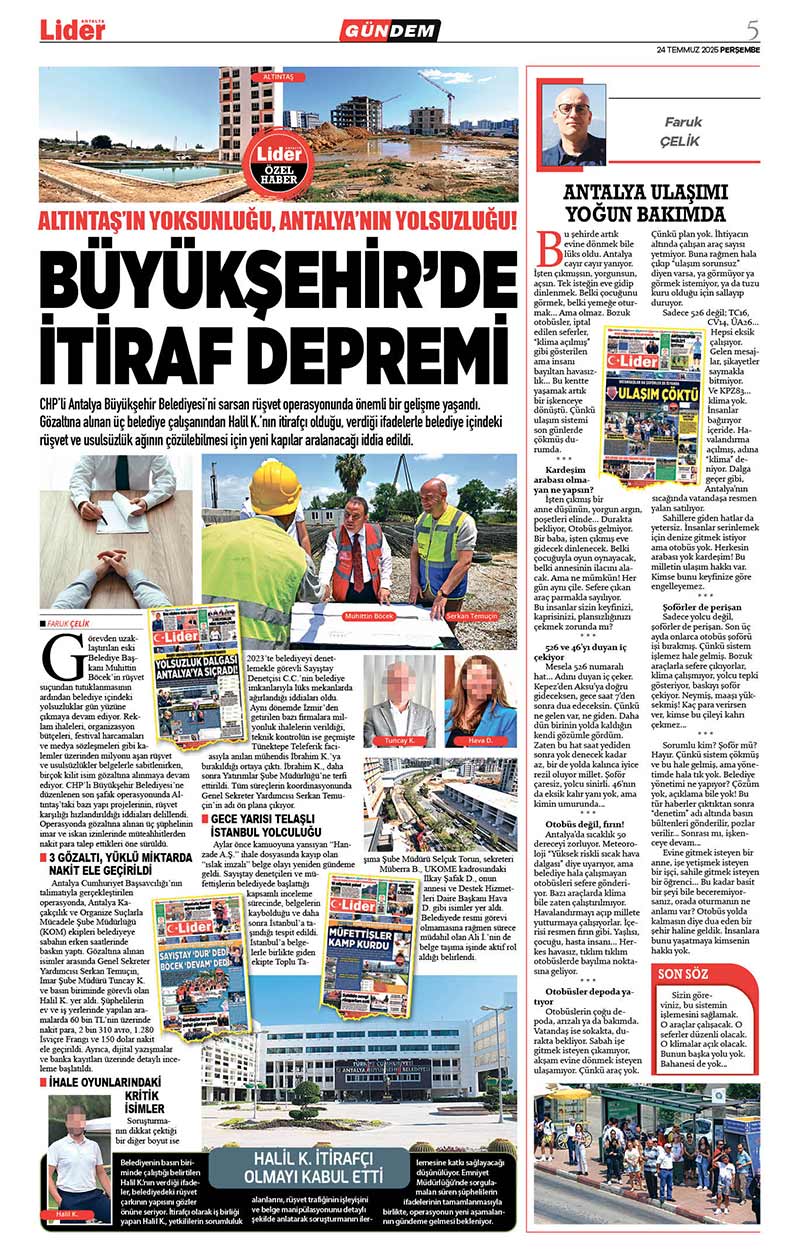 24 T E M M U Z 2025 L İ D E R G A Z E T E A N T A L Y A 5